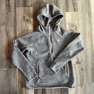 The North Face Hoodie Crescent Sunshine Womens Large Fleece Gray 1/4 Zip Pocket